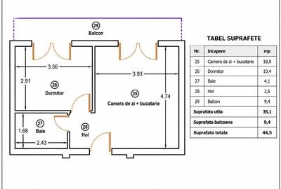 Apartament cu 2 camere decomandat în Ipotești