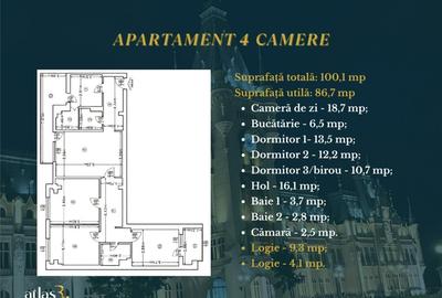 Apartament cu 4 camere decomandat în Central