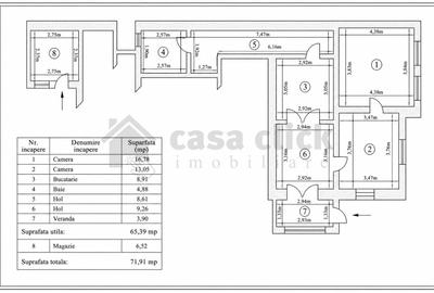 Apartament cu 3 camere semidecomandat în Central - 10