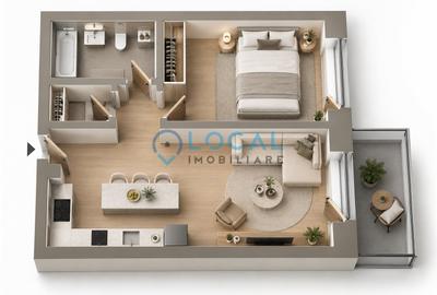 Apartament cu 2 camere semidecomandat, mobilat în Iris
