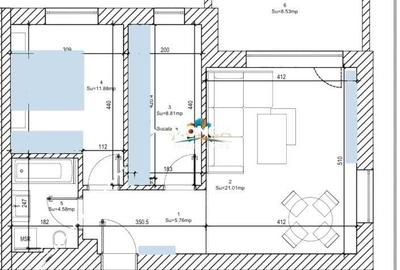 Apartament cu 2 camere semidecomandat în Central