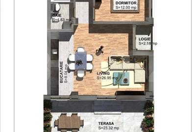Apartament cu 2 camere semidecomandat în Torontalului