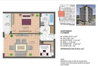 Apartament cu 2 camere decomandat în Rahova