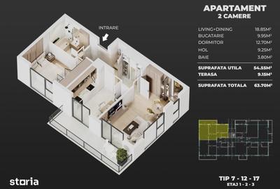 Apartament cu 2 camere decomandat în Central