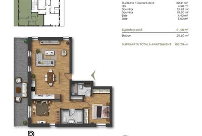 Apartament cu 3 camere în Unirii
