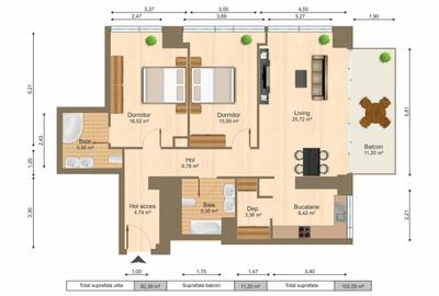 Apartament cu 3 camere în Primăverii - 8