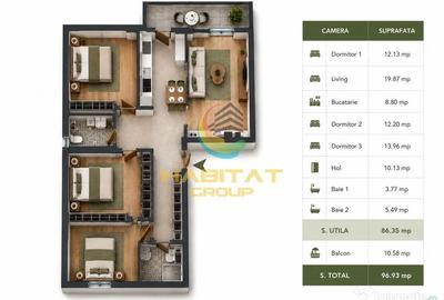 Apartament cu 4 camere decomandat în Titan