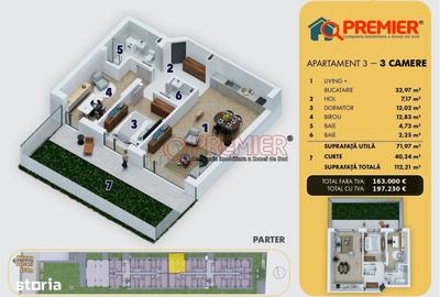 Apartament cu 3 camere decomandat în Central