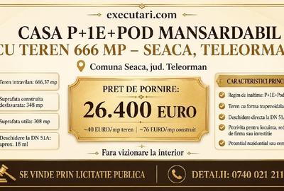 Casă individuală cu 5 camere cu Teren 666 Mp în Seaca