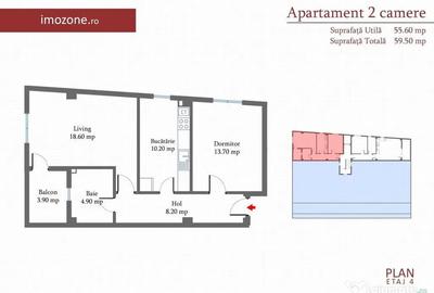Apartament cu 2 camere decomandat în Păcii