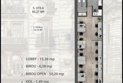 Birou, de 83 mp, în Cișmigiu - 2