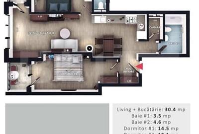 Apartament cu 3 camere semidecomandat în Florești - 1