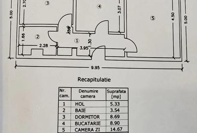 Apartament cu 2 camere decomandat în Central