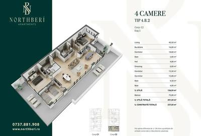 Apartament cu 4 camere decomandat în Băneasa