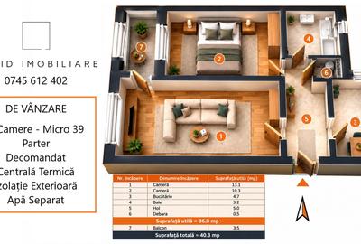 Apartament cu 2 camere decomandat în Central