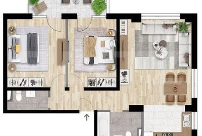 Apartament cu 3 camere semidecomandat în Între Lacuri