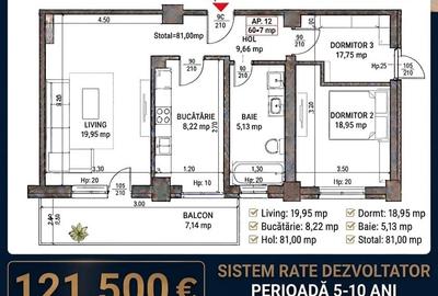 Apartament cu 3 camere în Miroslava - 1