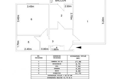 Apartament cu 2 camere decomandat în Central
