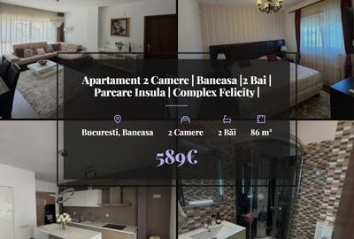 Apartament cu 2 camere semidecomandat, mobilat în Băneasa