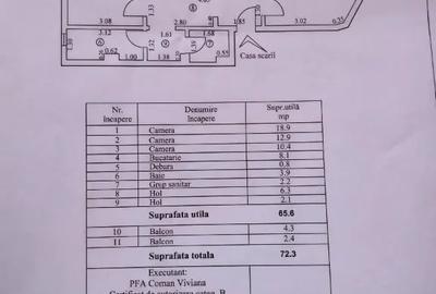 Apartament cu 3 camere decomandat în Central