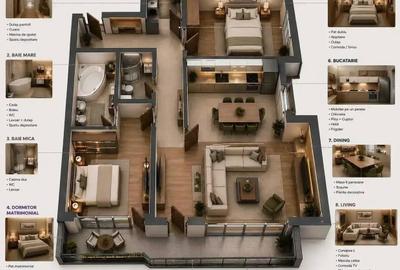 Apartament cu 3 camere decomandat în 13 Septembrie