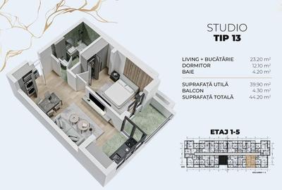 Apartament cu 2 camere decomandat în Berceni