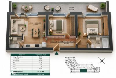 Apartament cu 3 camere în Metalurgiei