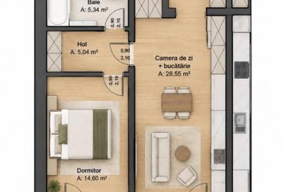 Apartament cu 2 camere semidecomandat în Gheorgheni