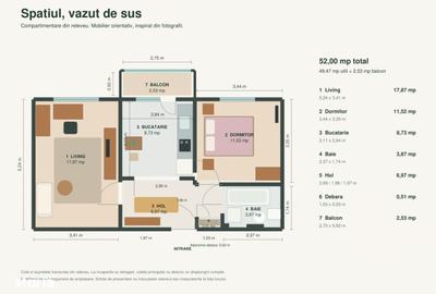 Apartament cu 2 camere decomandat în Central