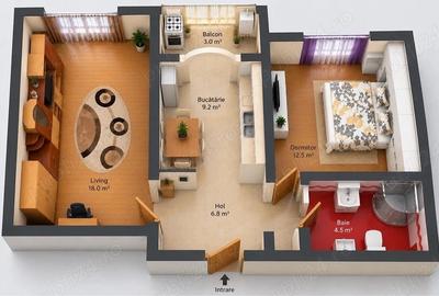 Apartament cu 2 camere decomandat în Lipovei