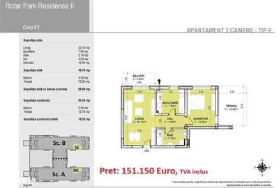 Apartament cu 2 camere decomandat în Chiajna