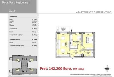 Apartament cu 2 camere decomandat în Roșu - 2