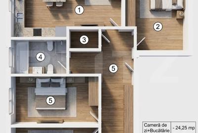Apartament cu 4 camere semidecomandat în Est