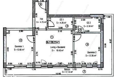 Apartament cu 3 camere în Aradului