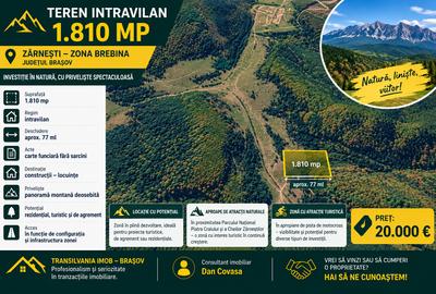 Teren Construcții intravilan de 1810 mp, în Brebina
