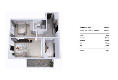 Apartament cu 2 camere decomandat în Palazu Mare - 3