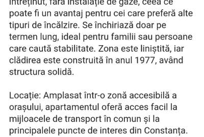 Apartament cu 3 camere semidecomandat în Tomis Nord
