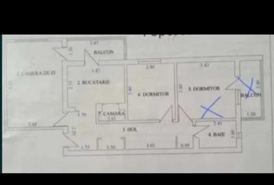Apartament cu 3 camere decomandat în Central