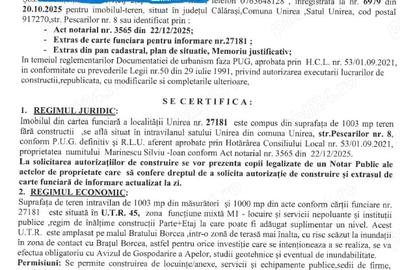 Teren de 1000 mp, în Central