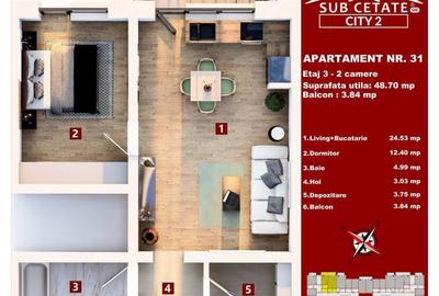 Apartament cu 2 camere decomandat în Exterior Vest - 8
