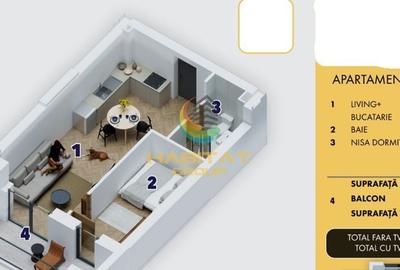 Apartament cu 2 camere semidecomandat în Central
