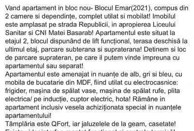 Apartament cu 2 camere decomandat în Nord