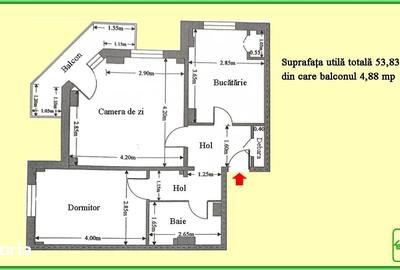 Apartament cu 2 camere în Republicii
