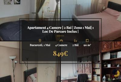 Apartament cu 4 camere, mobilat în 1 Mai