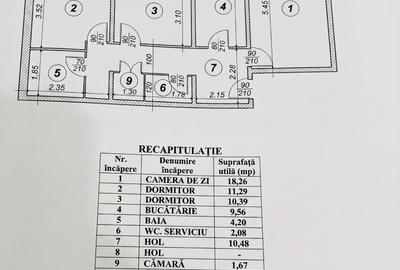 Apartament cu 3 camere decomandat în Central