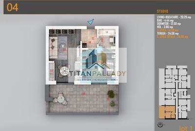 Apartament cu 2 camere în Titan