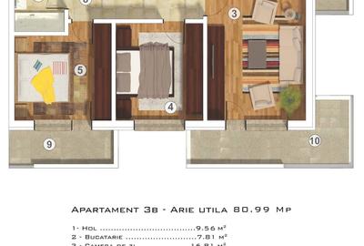 Apartament cu 3 camere decomandat în Exterior Vest