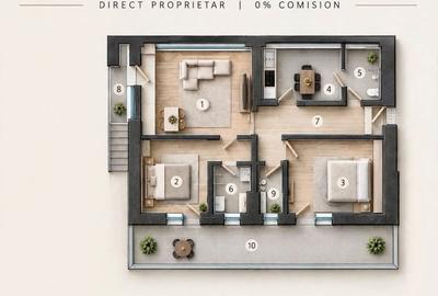 Apartament cu 3 camere decomandat, mobilat în Bucureștii Noi