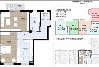 Apartament cu 3 camere decomandat în Central - 1