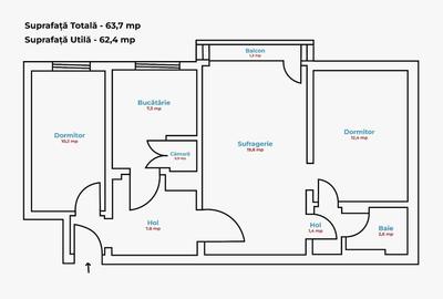 Apartament cu 3 camere semidecomandat în Micro 19